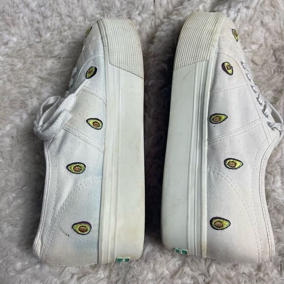 Superga White Canvas Platform Embroidered Avocado Sneakers EURO SZ41 - Picture 5 of 10